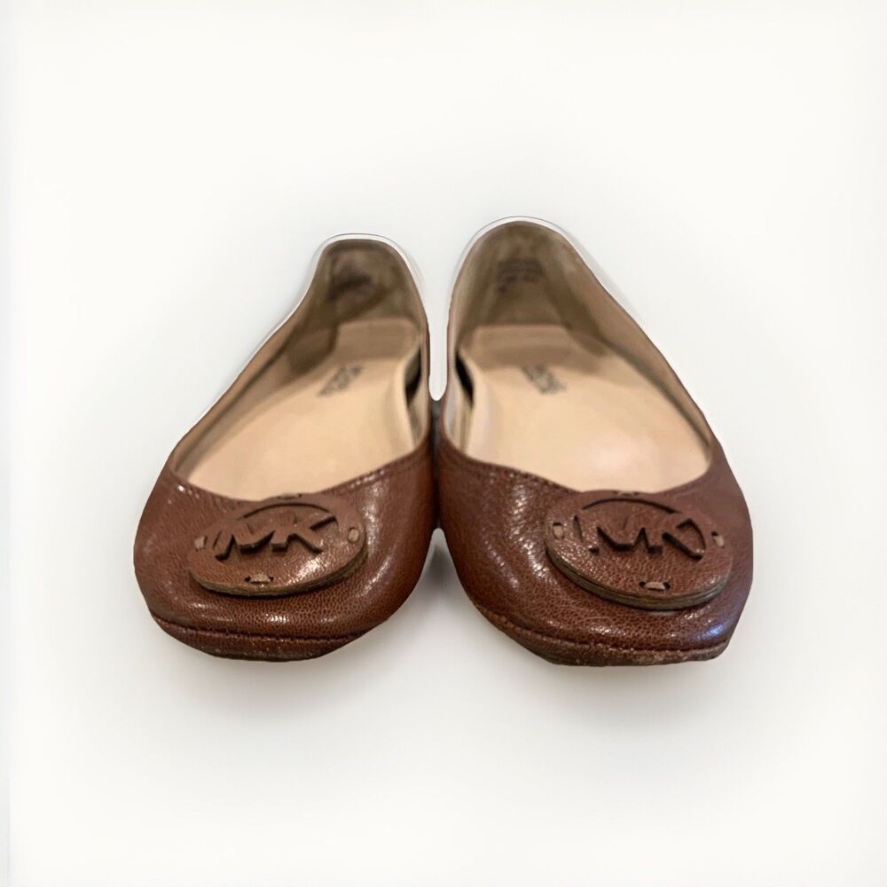 Michael Kors Brown Leather Fulton Ballet Flats Loafers Slip On Shoes Size 6M